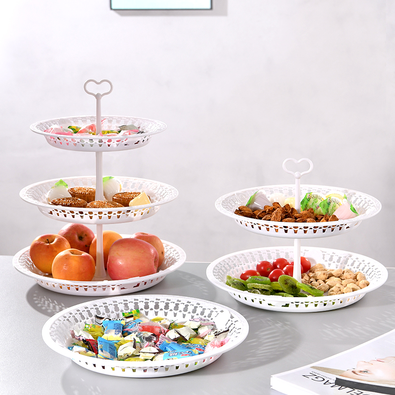 European multi-layer fruit basket European modern living room three-layer fruit plate Creative plastic dried fruit coffee table Snack plate