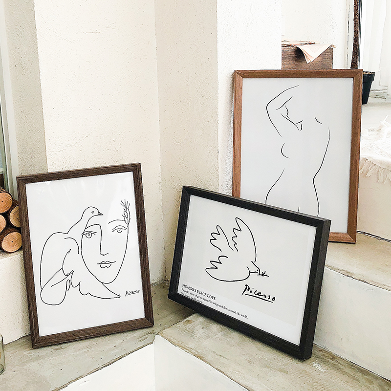 Solid wood simple Nordic ins wind poster frame Photo portrait sketch frame can be customized