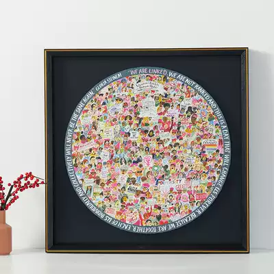 Simple solid wood frame 500 pieces feminist round exclusive puzzle photo frame can be customized