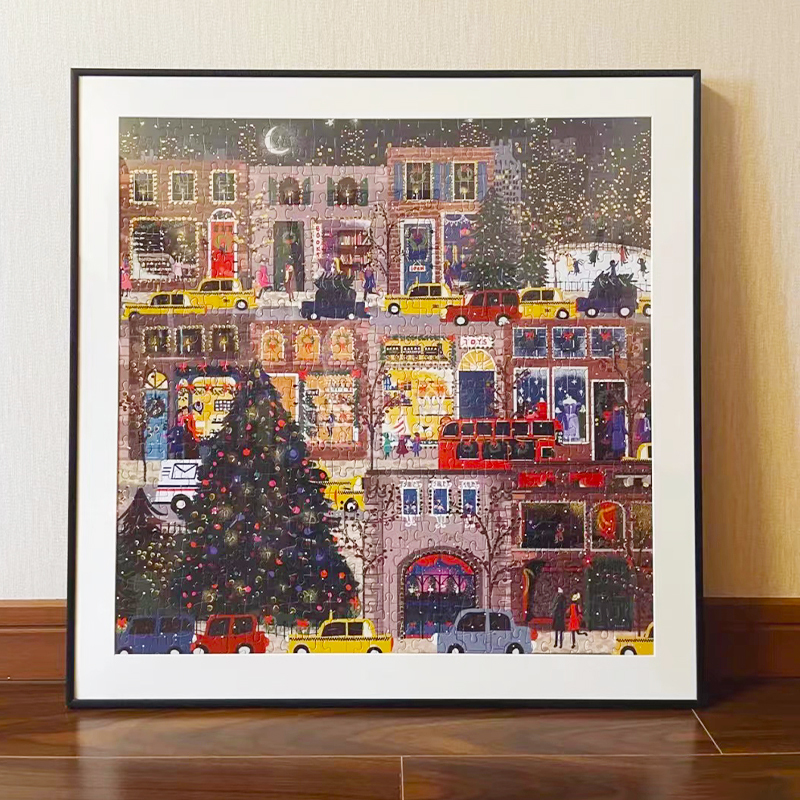 Casual and Modern Aluminum Alloy Picture Frame Square Cardboard with Blooming Flowers Galison Winter Lights Christmas Puzzle Frame