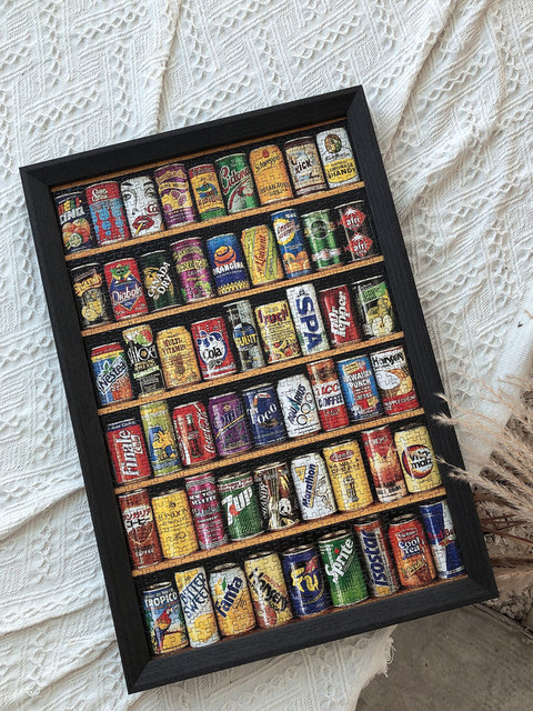 Soda can puzzle solid wood photo frame 2000 pieces can 1500 pieces soda can mini 1000 pieces soda can frame