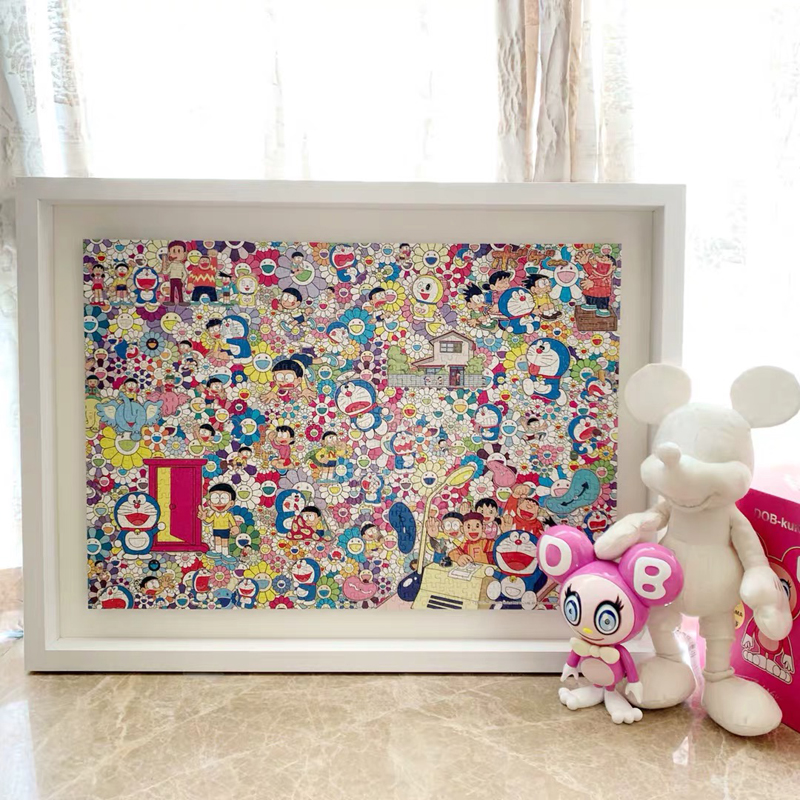 Solid wood puzzle frame 1000 pieces Sunflower robot cat frame special floating frame 1000 pieces 51x73 5 puzzle frame