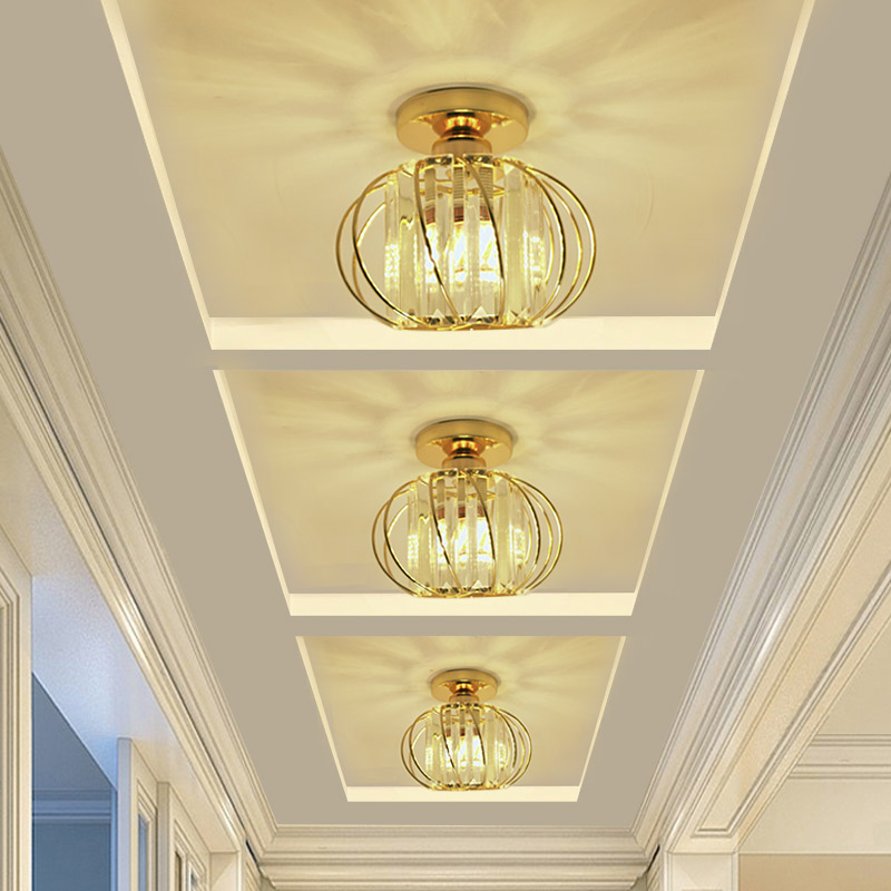 Post-modern American European-style corridor Water crystal light corridor light door hall Guan Guan Balcony Suction ceiling lamp ceiling projection lamp cylinder light