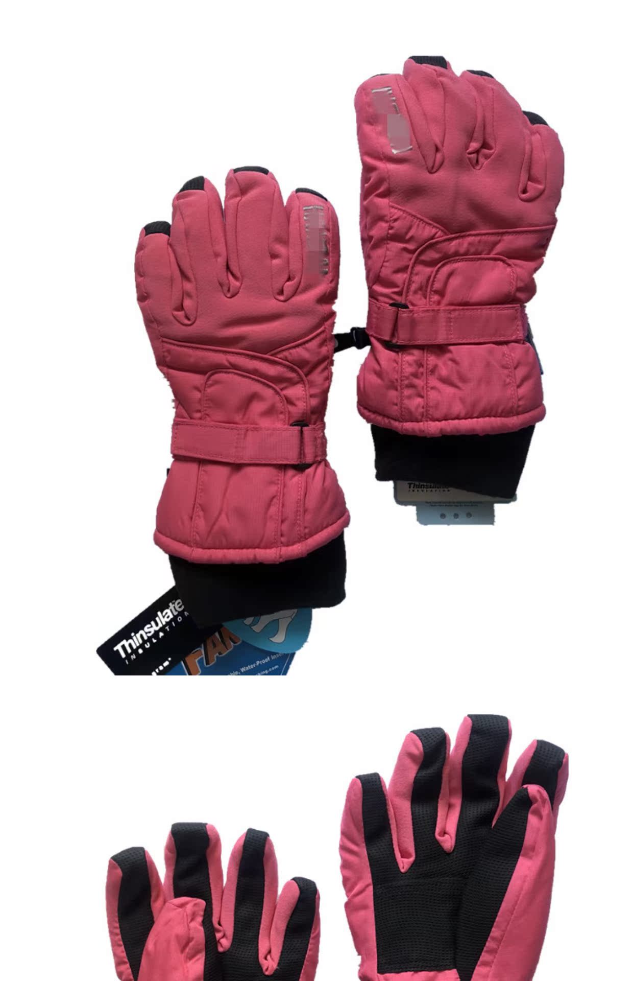 Xuất khẩu mới Shirley Rose Red Black Găng tay trượt tuyết Không thấm nước Không trơn trượt Làm dày Găng tay đeo được bao tay đi nắng