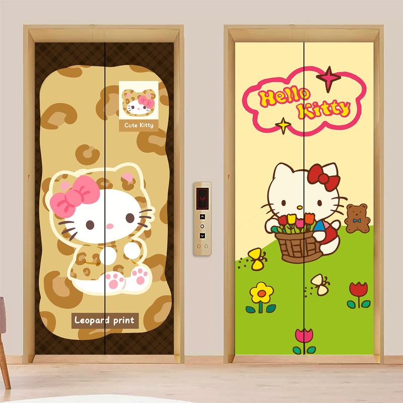 Cartoon Cute Elevator Door Waterproof Self-Adhesive Stickers High-End One-Door-One-Apartment Entrance Door Decoration Traceless Film