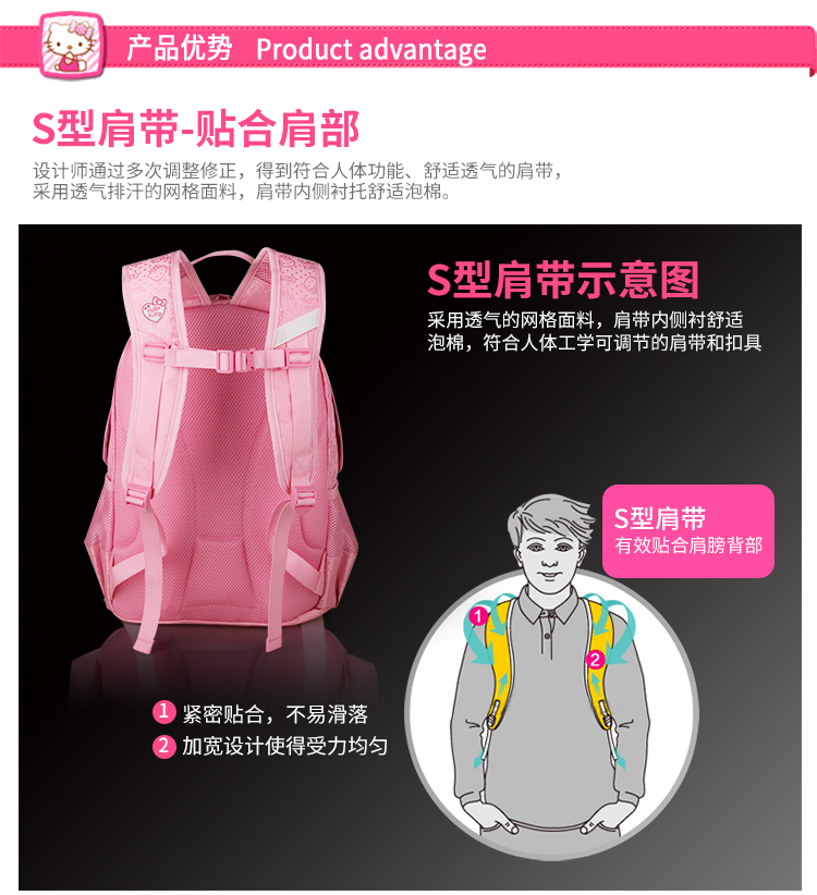 Hello Kitty Schoolbag Nữ 3-6 Nữ sinh lớp 3 Ba lô Cô gái 12 tuổi Công chúa - Túi bé / Ba lô / Hành lý balo em bé
