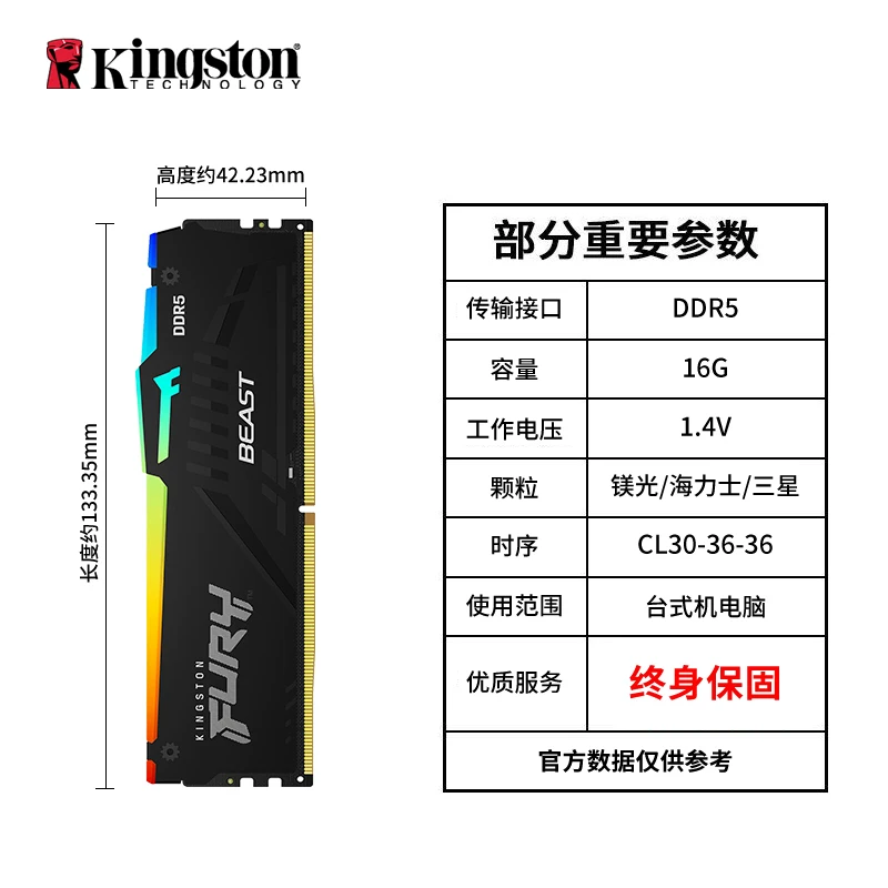 Kingston DDR5 Beast Series 5600/6000MHz 16G/32G настольная память