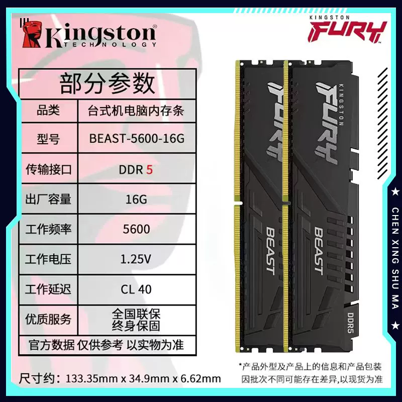 Kingston DDR5 Beast Series 5600/6000MHz 16G/32G настольная память