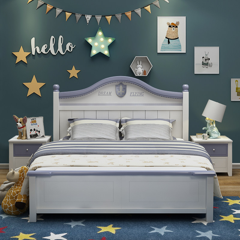 Children's bed for boys Simple modern youth bed Solid wood bed Full solid wood single bed 1 35 meters one meter five beds