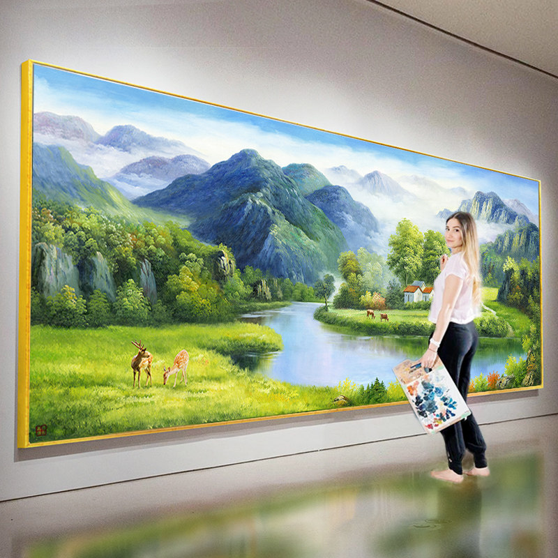 Living Room Decoration Painting Landscape with Mountain scenery Scenery Xuanguan Mural Paintings Modern Minimalist Light Extravagant Sofa Background Wall Hanging Paintings