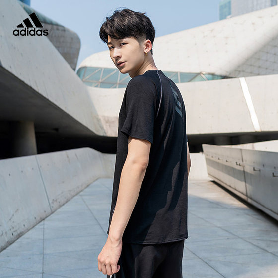 adidas official website authorized men's logo sports running round neck  short-sleeved T-shirt FM7637