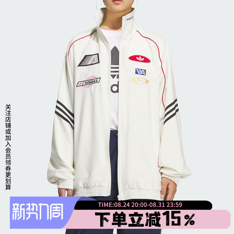 Adidas Originals Women's Spring New Moto Jkt Racing Style Stand-Up Collar Sports Loose Jacket Adidas Originals Women's Spring New Moto Jkt Racing Style Stand-Up Collar Sports Loose Jacket