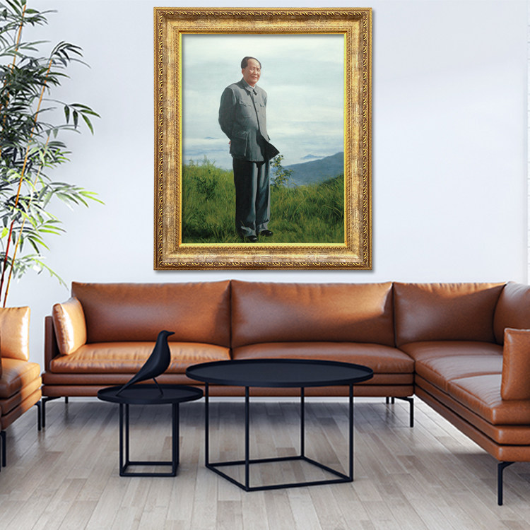 With frame portrait Mao Chair portrait Hyundai painting Mao Zedong Lu Shan Station Like a picture wall hanging painting Home Hanging Painting Wall Portrait