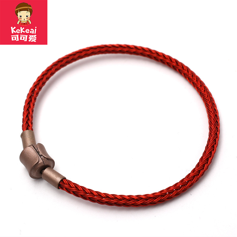 Cocoa 3mm wire rope bracelet can wear 3D hardgold transshipment beads replace rope rope