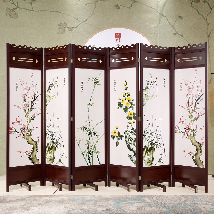 Classical Chinese-style solid wood screen partition living room bedroom home office hotel wall blocking porch folding mobile