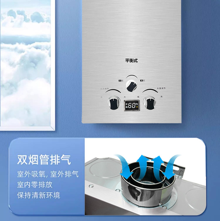 Газовый водонагреватель 正品平衡式燃气热水器家用液化气煤气款天然气洗澡恒温12升免水压 Zuanshihua