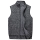 Áo len dệt kim nam đứng cổ áo cardigan cộng với nhung làm dày áo len cao cổ Vest mùa thu ấm áp không tay áo len