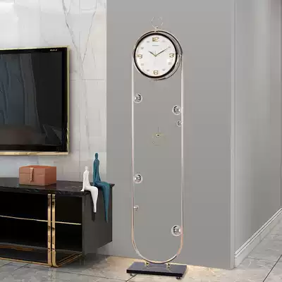 Modern light luxury floor clock Household living room fashion creative vertical decoration clock Simple personality metal clock watch