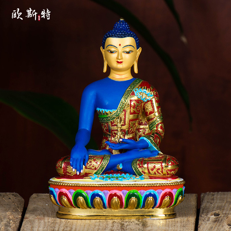Oster Sakyamuni Buddha Taiwan bronze painting 5 inch Tibetan Buddha Hall home dedicated to the Tantric Three Treasure Buddha