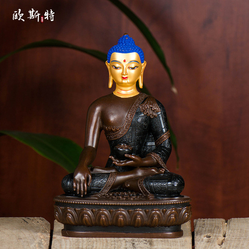 Oster Sakyamuni bronze statue bronze antique Tibetan household Buddha supplies Sakyamuni Buddha Buddha three treasures bronze statue