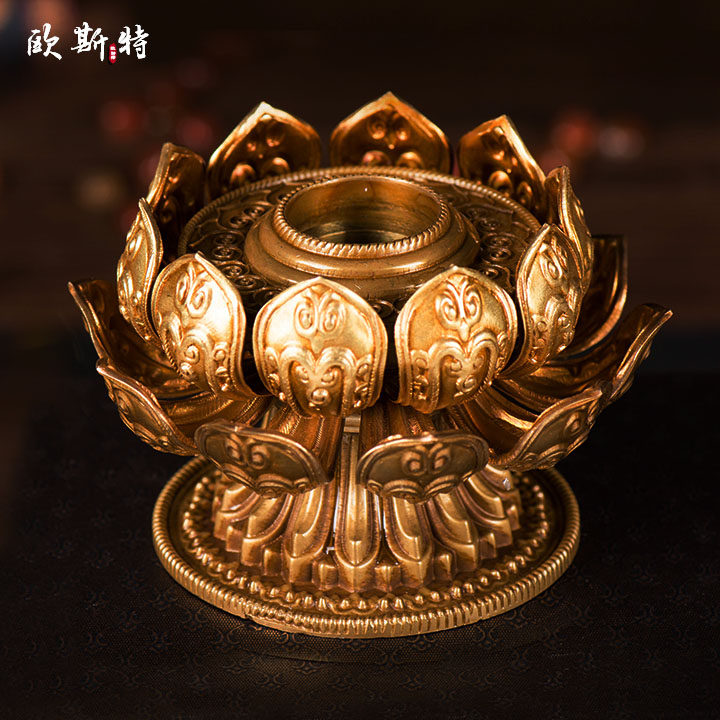 Eurst Hand-in-cylinder double layer Lotus Buddha Supplies transfer via wheel rotary gold Barrel Base Diameter 10 5cm