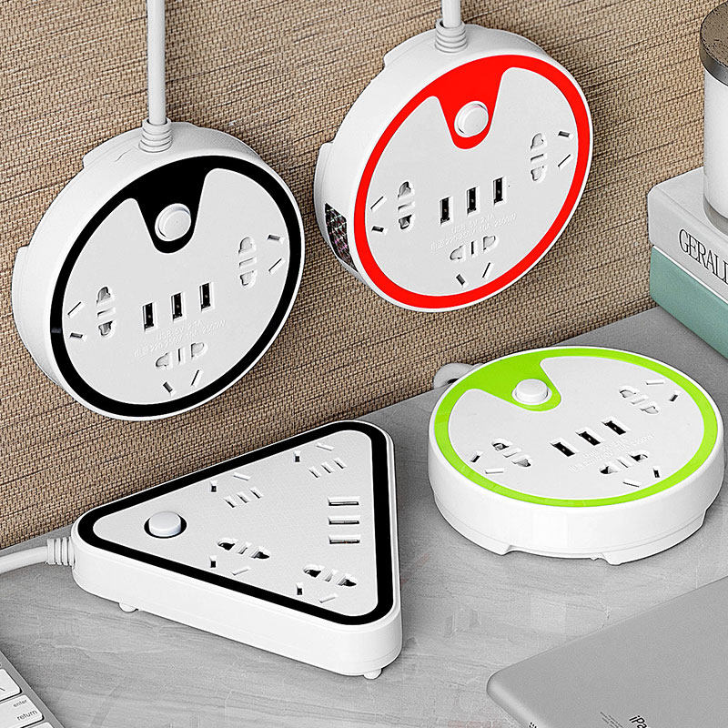 Creative Socket Panel Porous Platoon Plug Multifunction Plug-in USB Extension Cord Wire Home Patch Cord Extension Cord