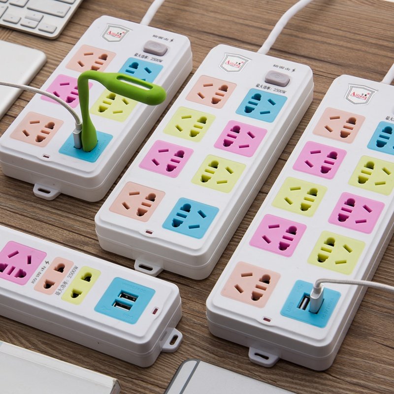 Home computer socket plug usb charging plug board with multi-function extension cord wiring board plug line extension cord