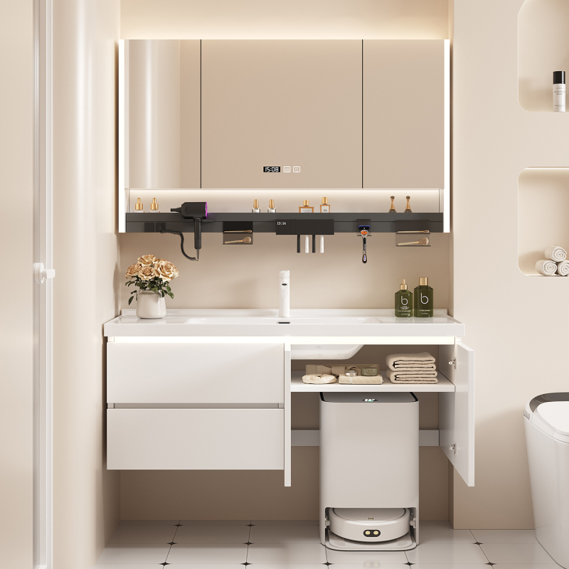 Robot Vacuum Cleaner Bathroom Cabinet Base Station Storage Ceramic Integrated Washbasin Cabinet Combination Bathroom Vanity Robot Vacuum Cleaner Bathroom Cabinet Base Station Storage Ceramic Integrated Washbasin Cabinet Combination Bathroom Vanity