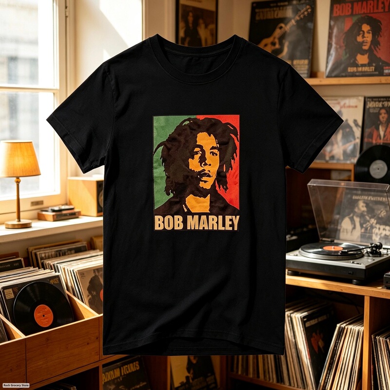Bob Marley Bob Marley Short-Sleeved T-Shirt for Men and Women Short-Sleeved Rock Half-Sleeve