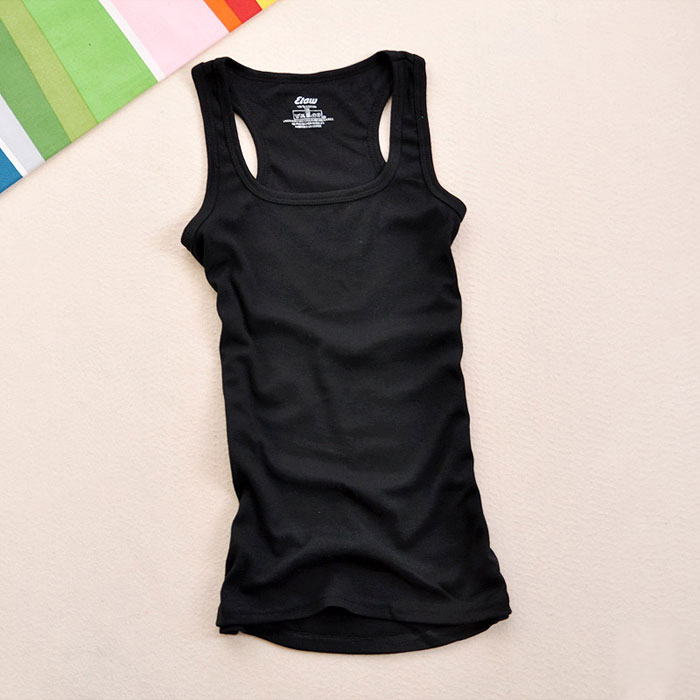 Spring and Summer New Women's Outerwear, Solid Color Mid-Length Thin Cotton Layered Sports Base Tank Top, Racerback Tank Top Spring and Summer New Women's Outerwear, Solid Color Mid-Length Thin Cotton Layered Sports Base Tank Top, Racerback Tank Top
