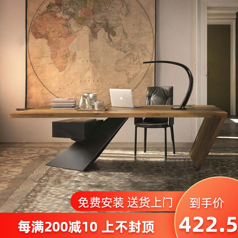 loft log American head desk modern minimalist Grand Bandstand boss Table iron art computer desk creative desk