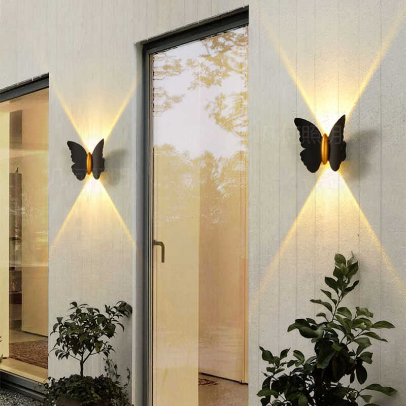 Outdoor Waterproof Wall Lamp Villa Courtyard Garden Balcony Aisle Staircase Entrance Butterfly Decorative Wall Atmosphere Spotlight