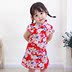 sườn xám mùa hè bông hoa anh đào váy gió Trung Quốc Girls ngắn tay nghiền nát hoa baby Tang váy trẻ Vintage váy. 