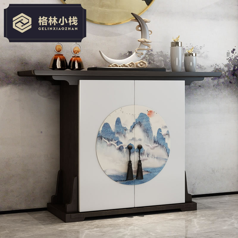 New Chinese Xuan Guan Cabinet Solid Wood Partition Cabinet Entrance Door Feng Shui Door Hall Cabinet Solid Wood Lockers Living-room Xuanguan Decorative Cabinet