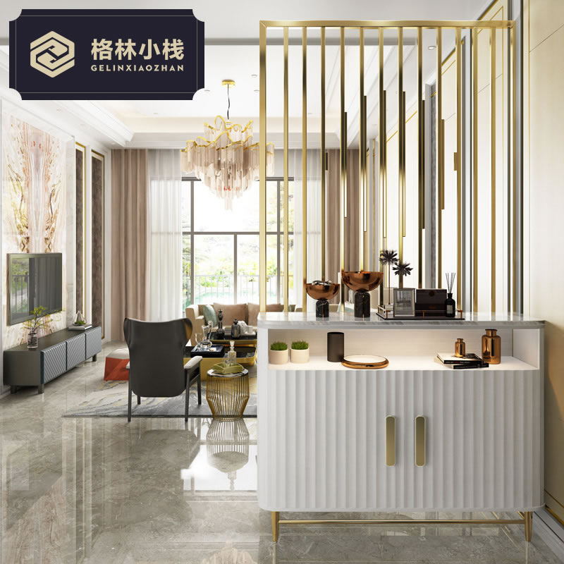 Light luxury closed shoe cabinet in one simple modern living room compartment cabinet in door Fengshui stainless steel screen