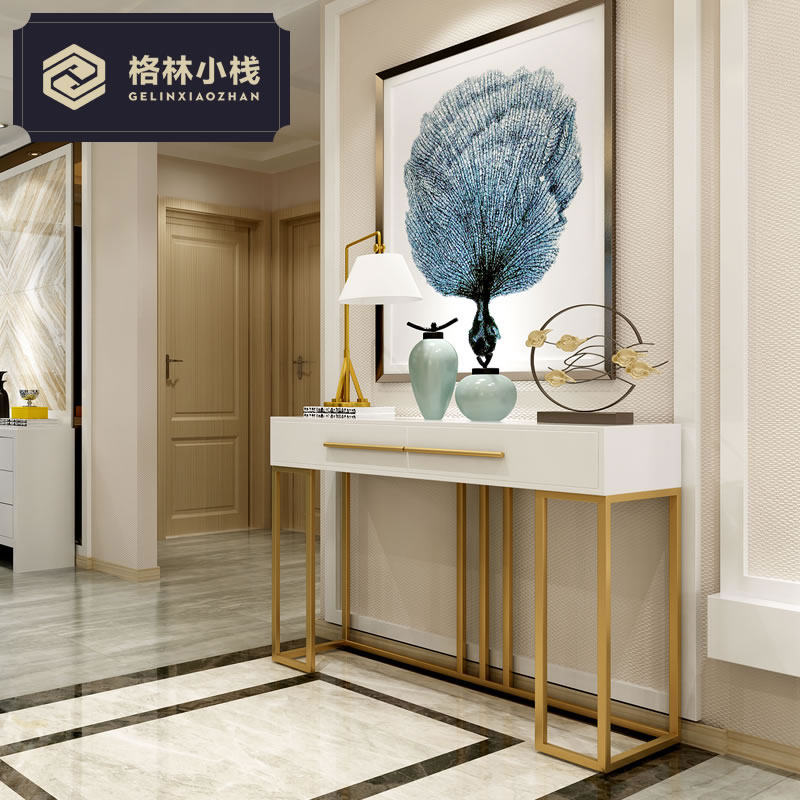 Chinese style modern minimalist creative stainless steel living room door hall Xuanguan cabinet Iron art Xuanguan Table for table strips case Xuanguantai