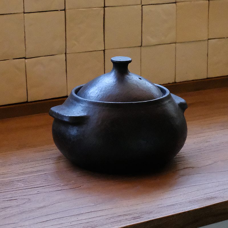【Limited Time 50% Off】Gengze Black Clay Big Pot Fire-Resistant Open Flame Soup Pot Rice Stew Pot Tibetan Region