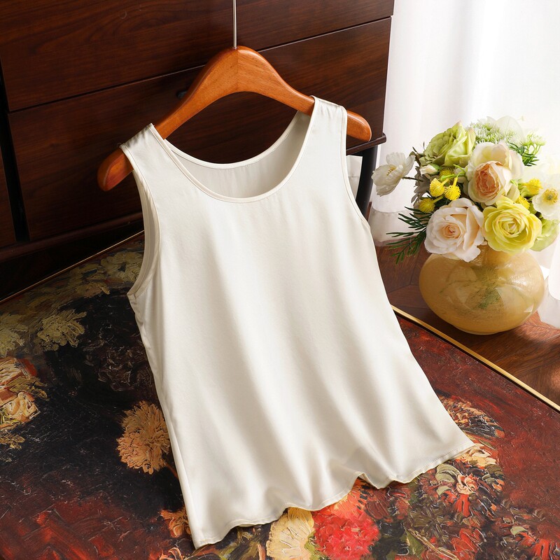 Silk Vest 100% Mulberry Silk Inner Camisole Sleeveless Top New Chinese Style Versatile High-End Feel 21 Momme