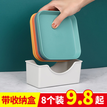 Home Spinner Dish Set Table Small Plate Snacks Fruit Pan With Base Plastic Small Saucer Litter Tray of Litter Tray