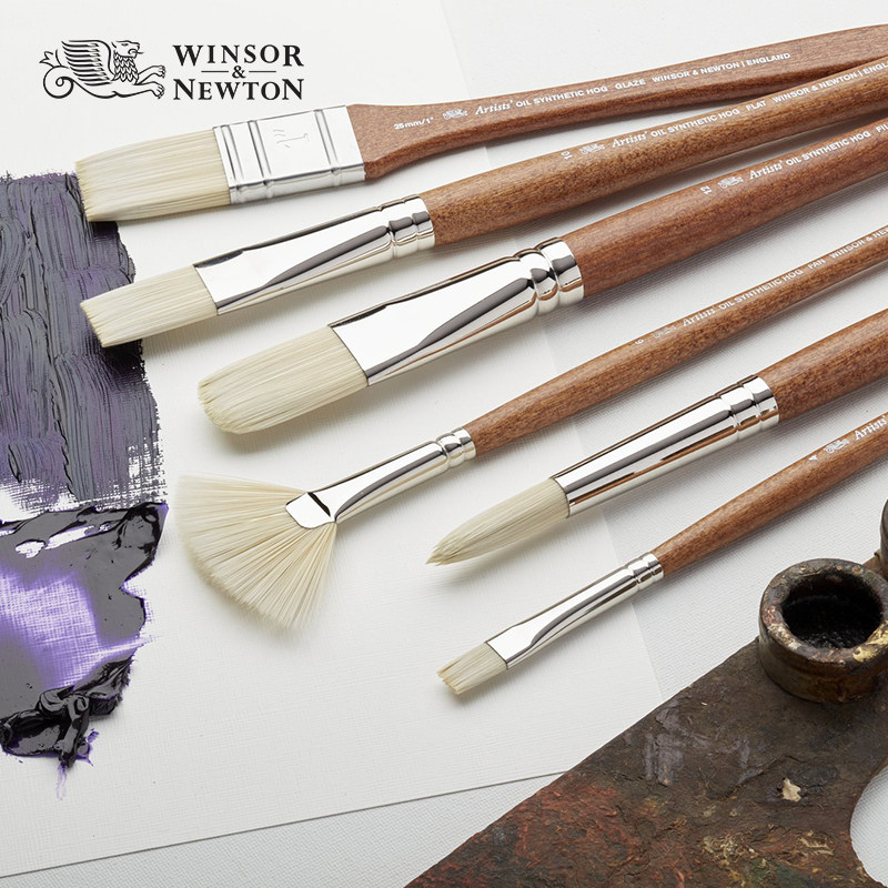 Windsor Newtonian imported artist Oil painting nylon paintbrush short flat head long flat head sector hazel-shaped paintbrush
