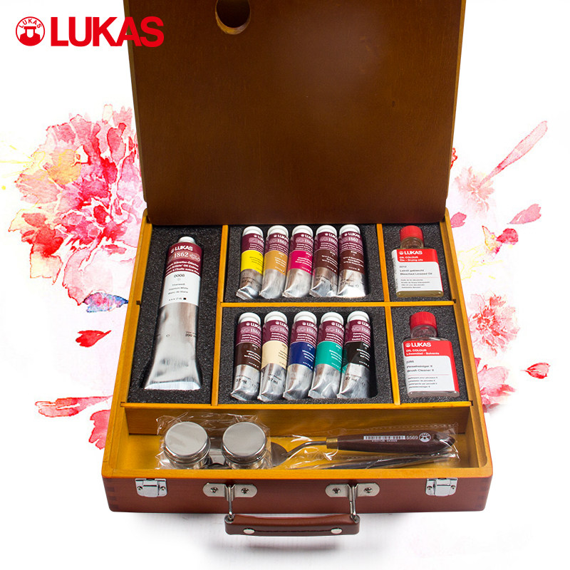 Imported LUKAS Lucas Oil Painting Wood Box Packaged M Class 1862 Large Division P Class Base 11 Color 37ml