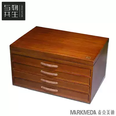 與物共生典藏木盒彩色鉛筆收納盒胡桃木抽屜禮品盒空盒素描筆鉛筆盒