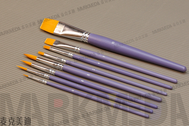 French Pebeo Bébeau paintbrush short pole yellow nylon flat frontal round vanguard 3 6 sets of 8 sets of watercolor pen