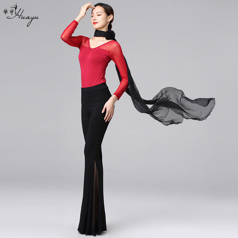 Form etiquette training clothing V-collar training tops to repair Model mesh adult suit female horn pants