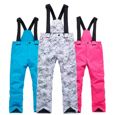 Children's ski pants Boys and girls warm and thick winter outdoor children's ski pants windproof and waterproof thick and warm