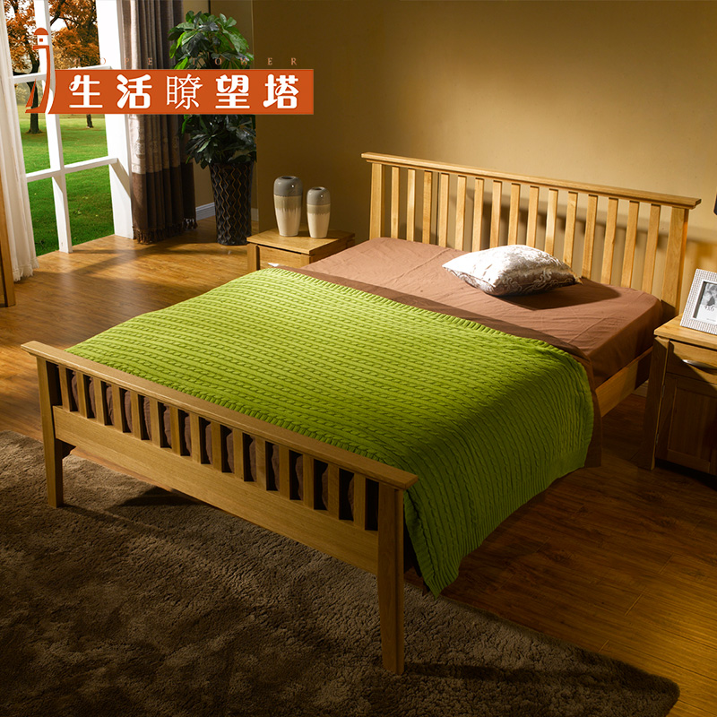 Modern minimalist solid wood bed Double beds 1 5 m European-style full solid wood bed master bedroom with adult single bed wedding bed