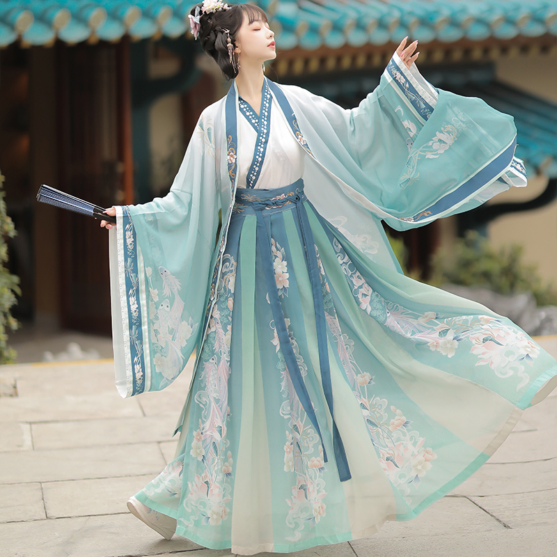 Hanfu for Women, Spring and Autumn Style, Authentic Original Design in the Style of the Jin and Song Dynasties, Waist-Length, Cross-Collar Ru Skirt, Super Fairy-Like, Ancient Style, Everyday Chinese Style