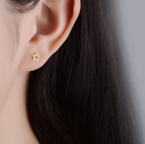 925 silver stud earrings delicate five-pointed star 14k color geometric earrings hollow stars Korean simple and versatile hypoallergenic
