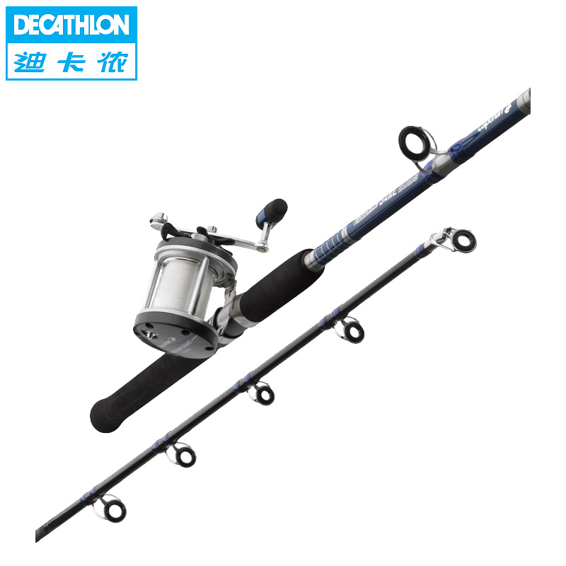 迪卡侬 海竿 玻璃钢 带渔轮 鼓轮 1.8m 抛竿鱼竿CAPERLAN