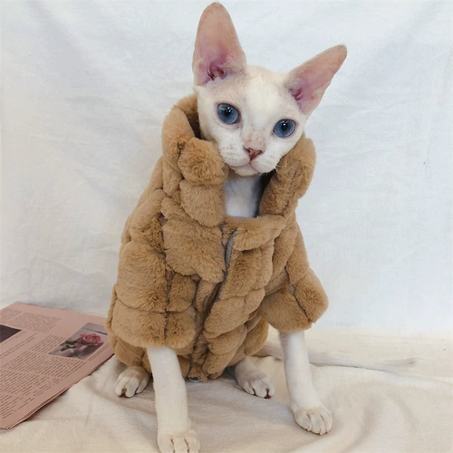 Восьмилетняя магазин шесть размеров для зимнего теплого зимнего сфинса Devin безволосая кошачья одежда мех плюс бархатная клетчатая клетчатая куртка кроличь